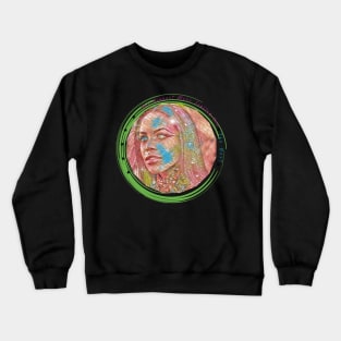 Green Outline Surrounding Beautiful Colorful Sphere. Crewneck Sweatshirt